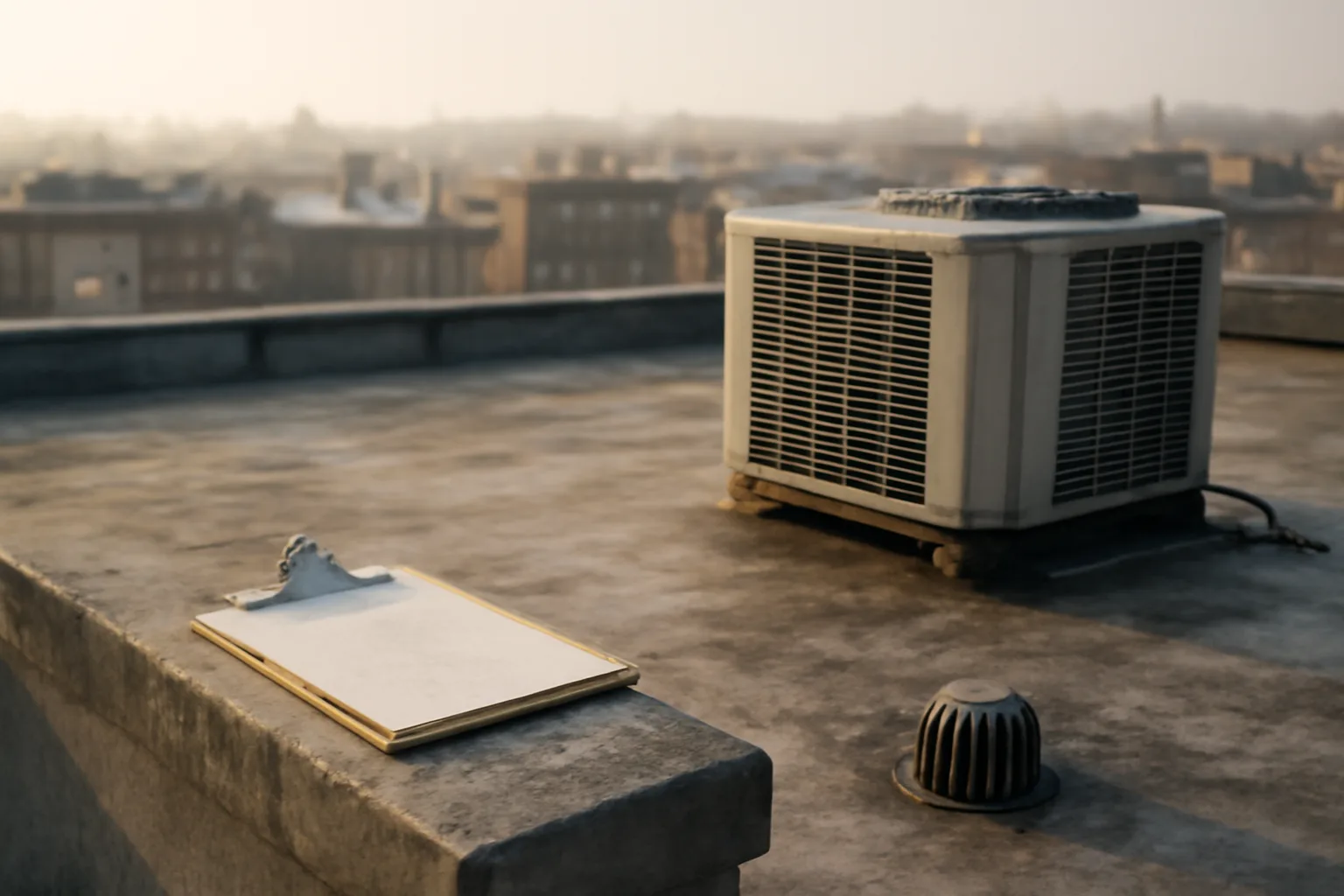Condo rooftop with HVAC equipment representing components covered in an NJ reserve study