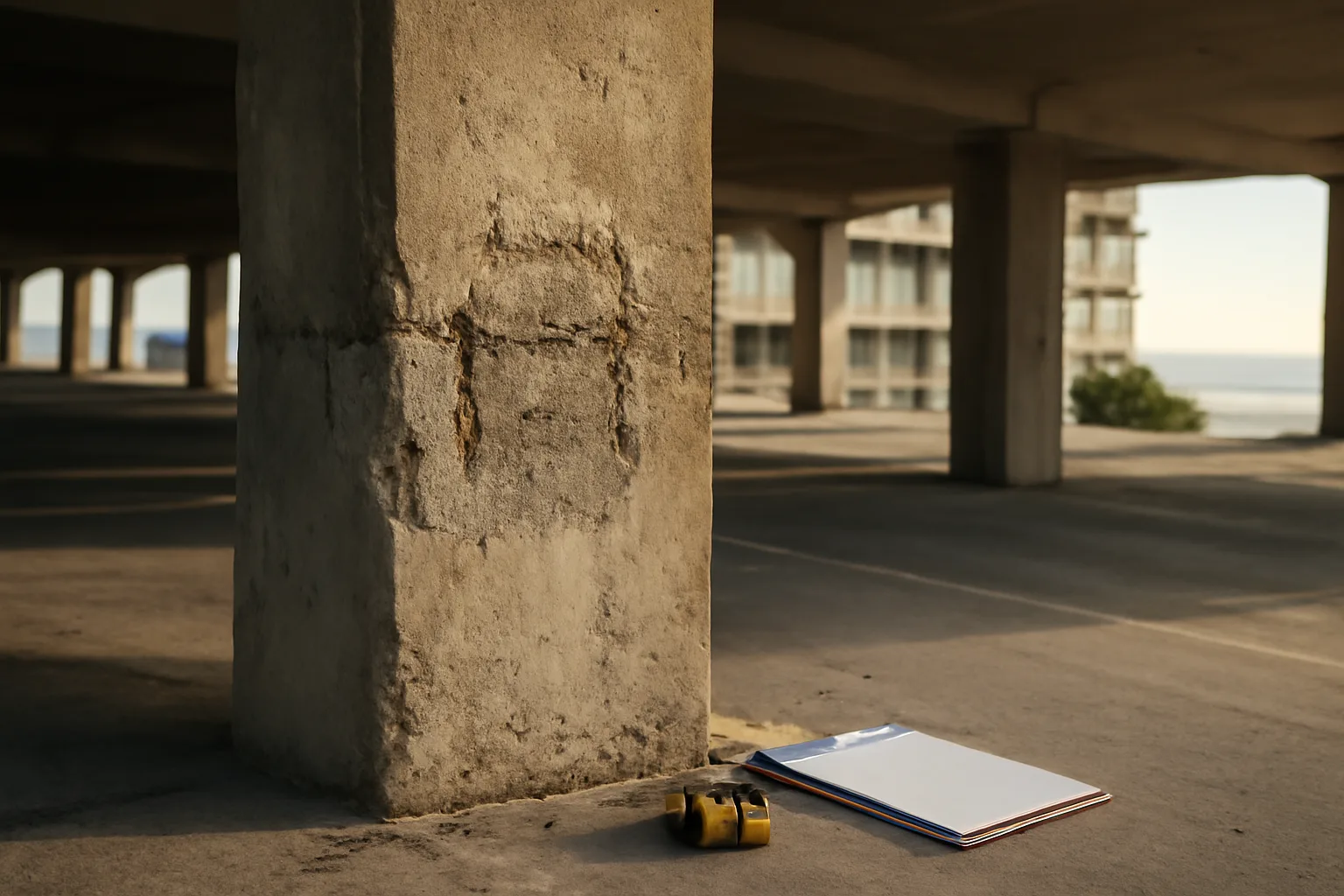 Engineer inspecting a concrete support column during a condo reserve fund structural assessment