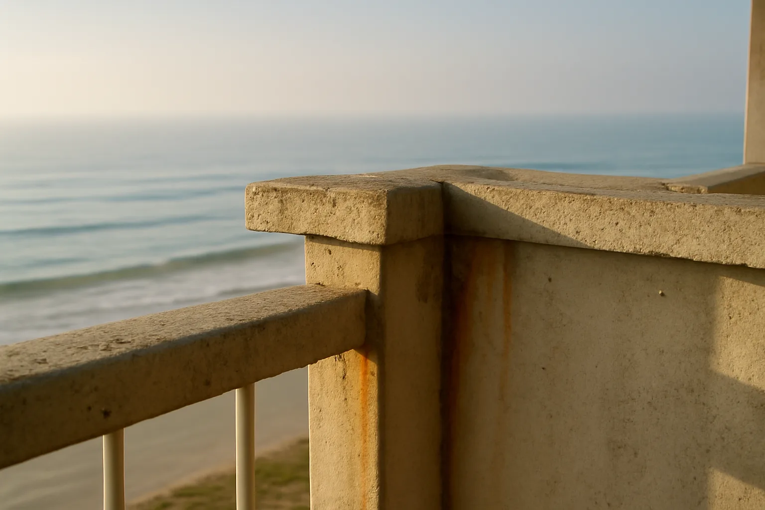 Coastal Florida condo balcony showing structural wear relevant to a reserve study